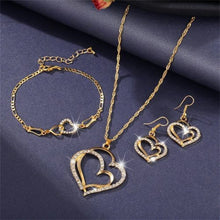 Load image into Gallery viewer, Heart Necklace Earrings Bracelet Jewelry Set