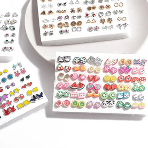 36/18pairs Multicolor Hypoallergenic Stud Earrings Set