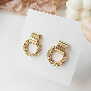 Retro Metal Gold Color Multiple Small Circle Stud Earrings for Women Korean Jewelry Fashion Wedding Party Earrings Jewelry Gift