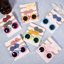 Load image into Gallery viewer, 2Pcs/Pack Vintage Kids Summer Bows Headband Round Sunglasses Children Sun Glasses Protection Glasses Baby Hair Accessories