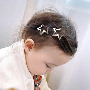 2/100pcs Silver Star Hair Clips for Girls