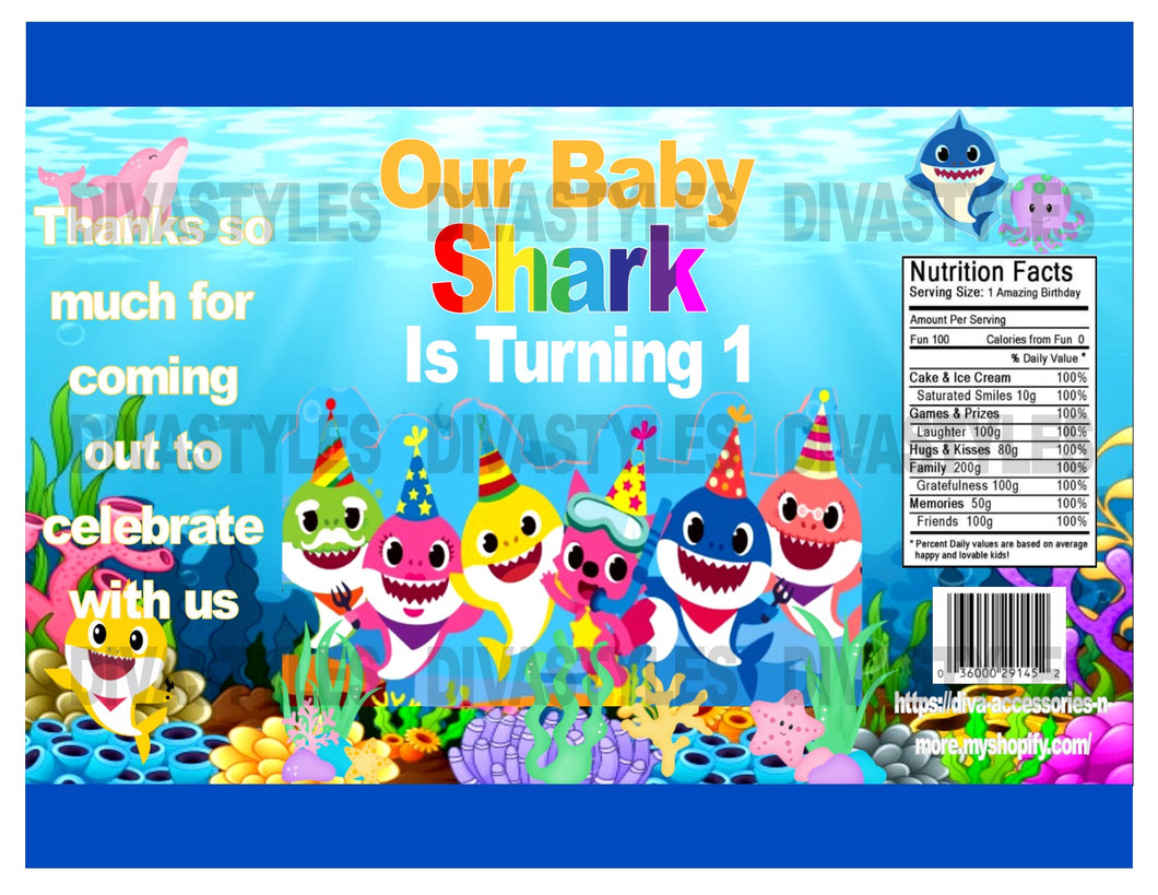 Baby Shark Age 1 printable chip bag, DOWNLOAD ONLY - Diva Accessories N More