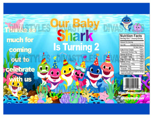 Baby Shark Age 2 printable chip bag, DOWNLOAD ONLY - Diva Accessories N More
