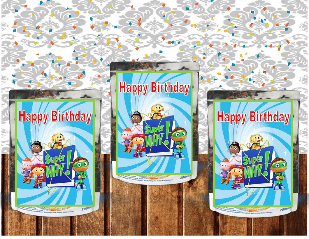 CapriSun juice Label Super Why, super readers boys, girl, printable, instant download, birthday, party favor, - Diva Accessories N More
