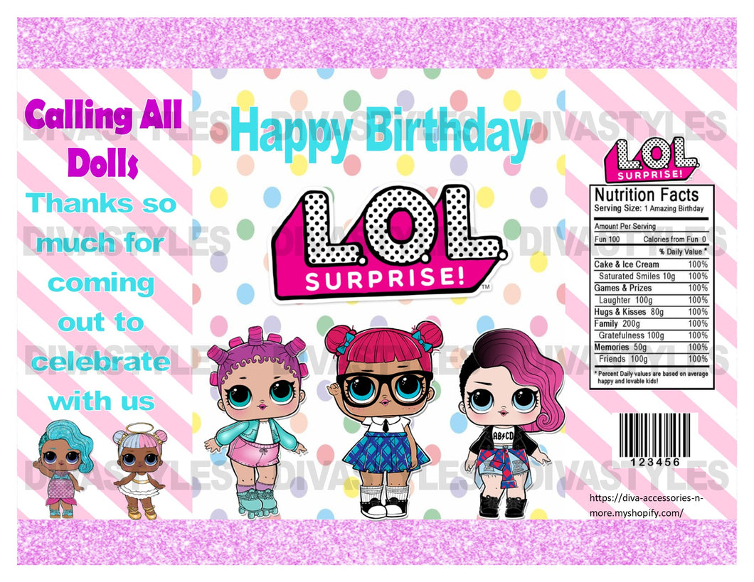 LOL DOLL teal printable chip bag, pastel DOWNLOAD ONLY - Diva Accessories N More