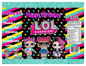LOL DOLL teal printable chip bag, DOWNLOAD ONLY - Diva Accessories N More