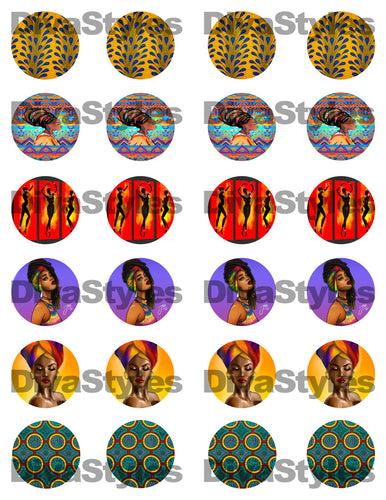 Afrocentric 1.5 inch PRINTABLE SHEET DOWNLOAD ONLY