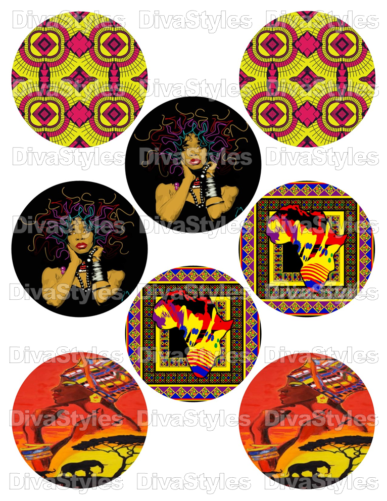 Afrocentric 3 inch PRINTABLE SHEET DOWNLOAD ONLY