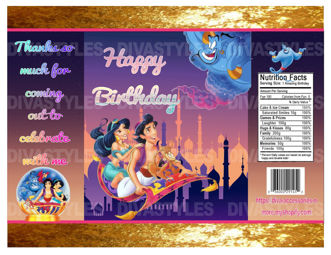 Aladdin theme printable chip bag, DOWNLOAD ONLY - Diva Accessories N More