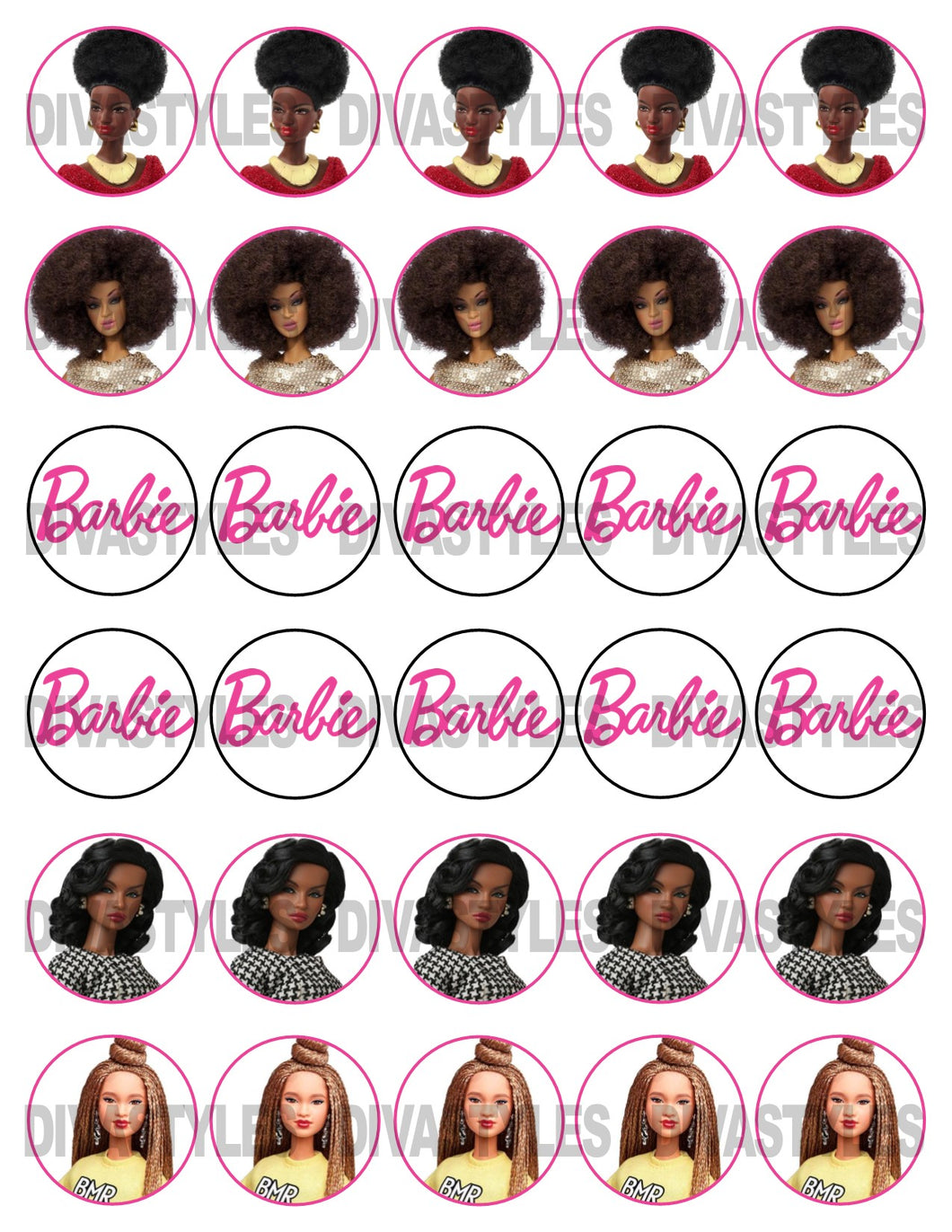 1.5 inch BARBIE PRINTABLE SHEET DOWNLOAD ONLY