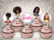 Load image into Gallery viewer, Barbie printable cupcake toppers 2 inch