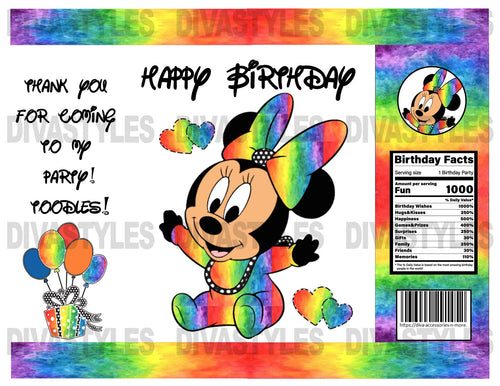 Minnie Rainbow printable chip bag, DOWNLOAD ONLY