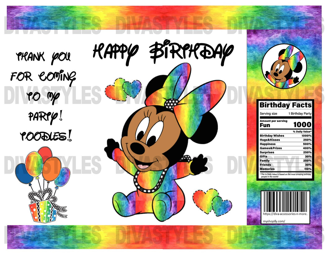 Minnie Rainbow printable chip bag, DOWNLOAD ONLY