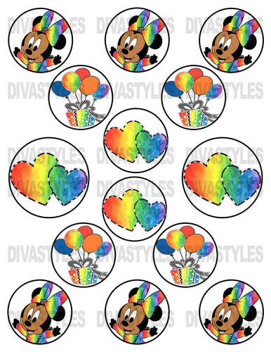 2 inch Rainbow Minnie PRINTABLE DOWNLOAD ONLY