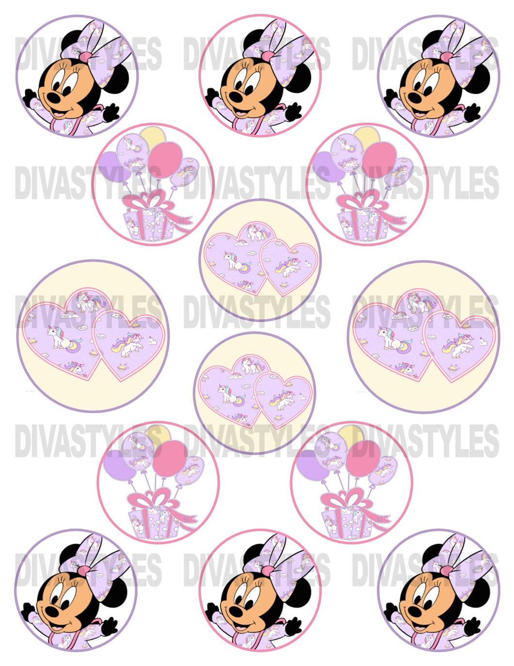 2 inch Unicorn Minnie PRINTABLE DOWNLOAD ONLY