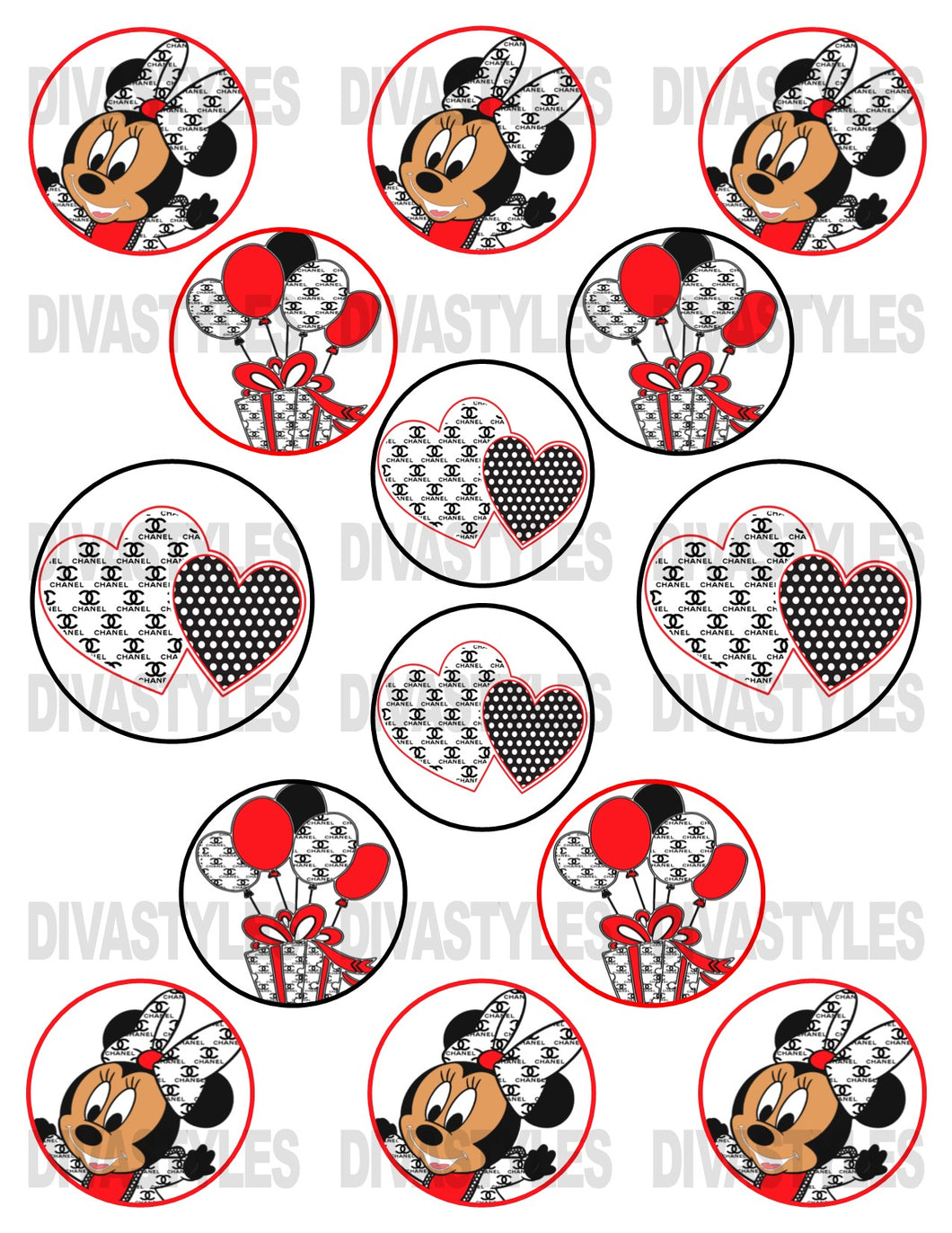 2 inch Fashion Minnie PRINTABLE DOWNLOAD ONLY