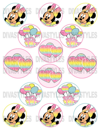 2 inch pastel Minnie PRINTABLE DOWNLOAD ONLY