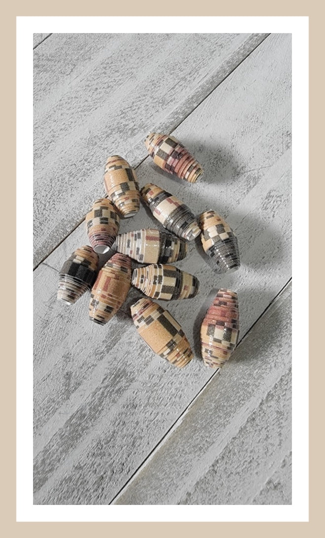 Brown Plaid Paper bead Template PRINTABLE, DOWNLOAD