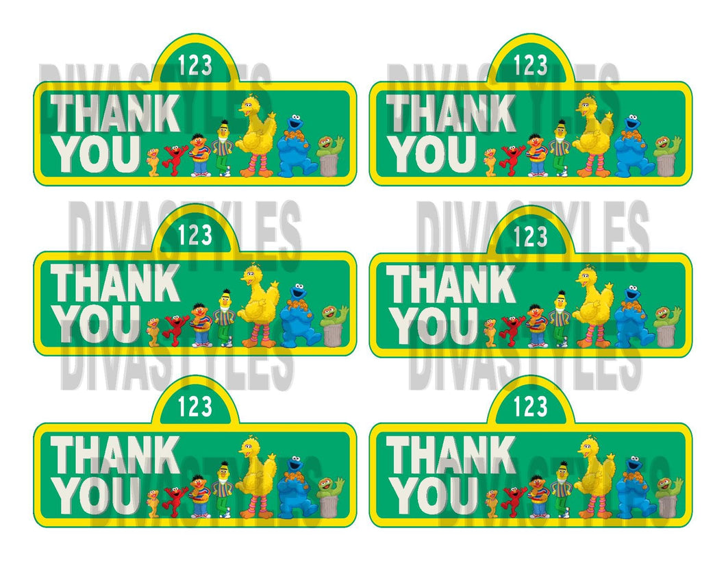 Sesame Street thank you tags, printable - Diva Accessories N More