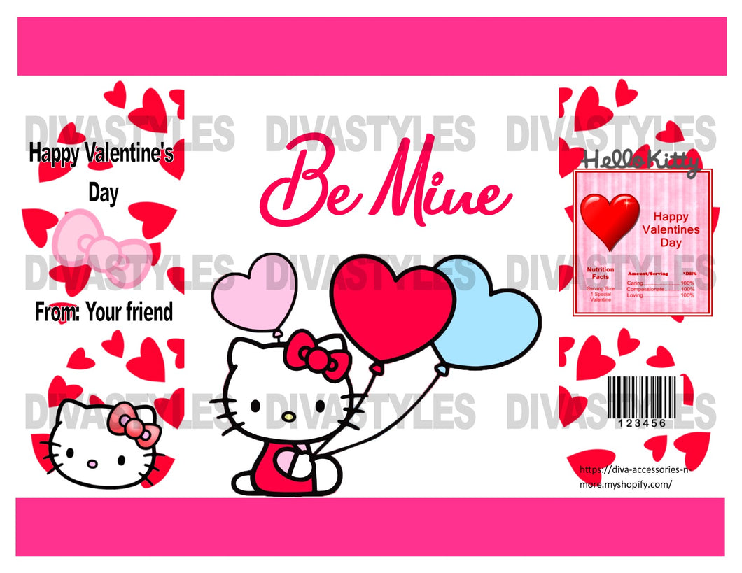 Valentine's Day Hello Kitty themed printable chip bag, DOWNLOAD