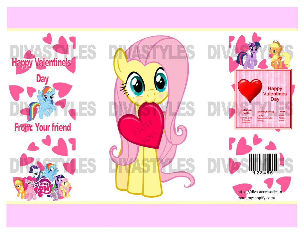 Valentine's Day My Little Pony themed printable chip bag, DOWNLOAD ONLY - Diva Accessories N More