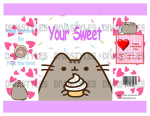 Valentine's Day Pusheen themed printable chip bag, DOWNLOAD ONLY - Diva Accessories N More